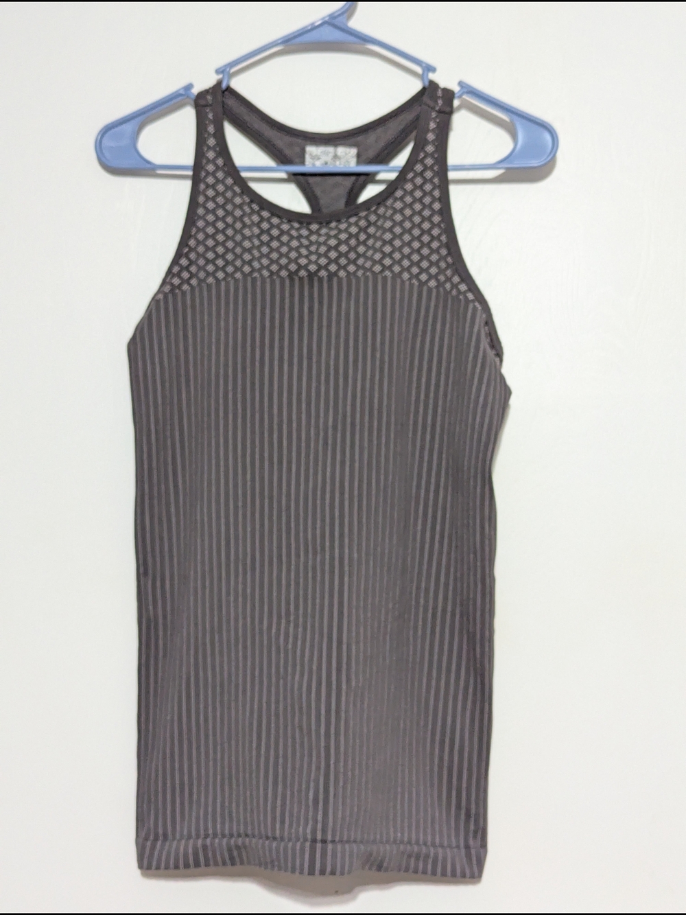 Athleta Black Ribbed Racerback Tank with Mesh Yoke - Picture 2 of 5